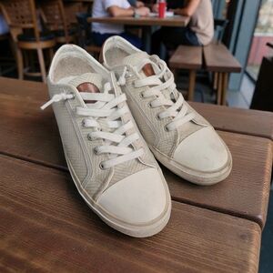 AMPERSAND AVE Beige and White Women's Sneakers